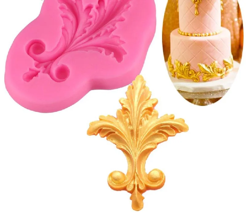 Baroque Scroll Fleur de lis Border Silicone Mould