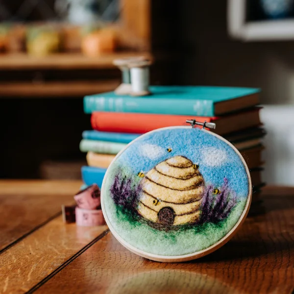 Beehive in a Hoop Needle Felting Craft Kit