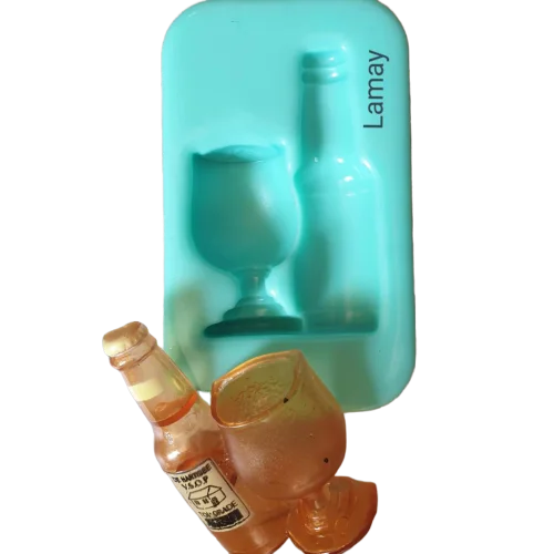 Bottle and Wine glass A silicone mould, 6.9x4.5cm