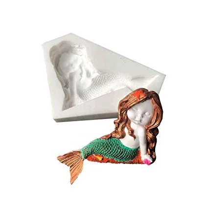 Cute mermaid silicone mould, 10.5x7cm F