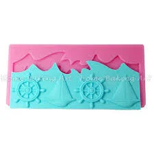 Nautical Fondant anchor ship and waves silicone mould, moulds size12x15cm