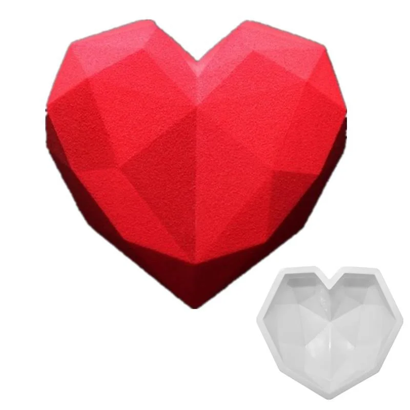 Large geode Geometric Heart Silicone mould, mousse pudding