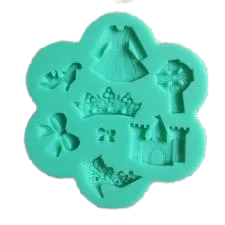 Girly silicone mould, crown 3.5x1.5cm, dress 2.8x3cm