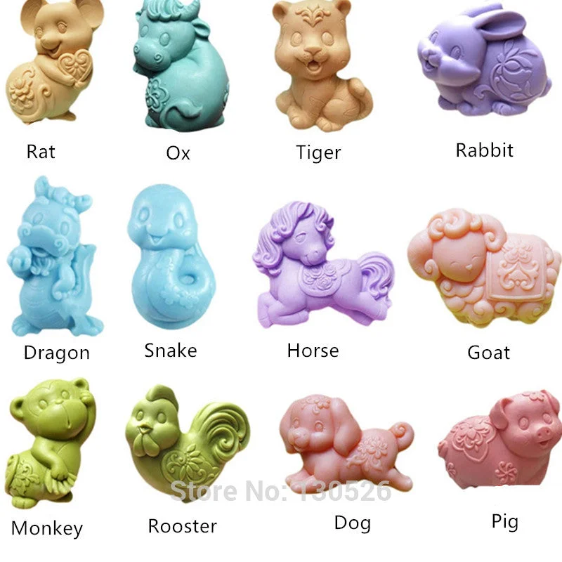 Horoscope Animals Silicone Mould, Soap mould