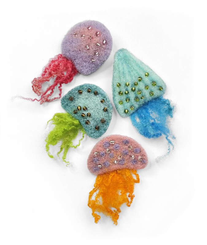 Jellyfish Brooches Needle Felting Craft Kit