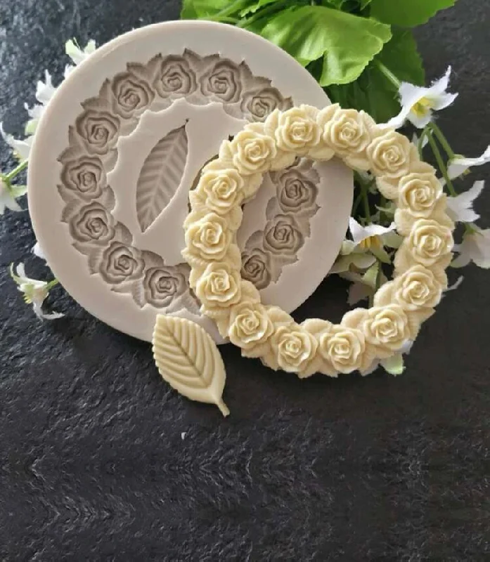 Silicone Mould Round Rose Border