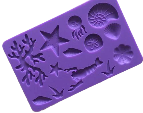 Silicone fondant / sugar paste mould under the sea/ shells, size of mould 19.5x12.5cm