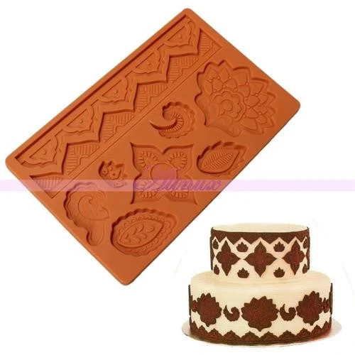 Silicone fondant / sugar paste mould flower borders, F