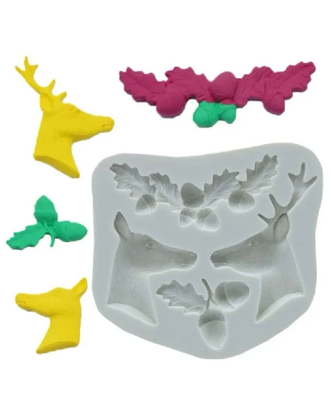 Silicone Mould Christmas Deer and Acorn