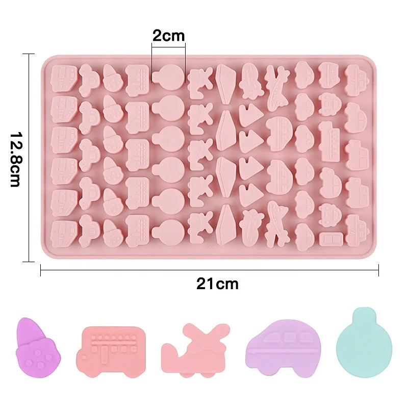 Silicone mould gummy, Transport, Car, air plane, air balloon and bus