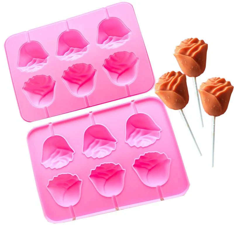 Silicone Mould Lollipop 3d Rose Flower