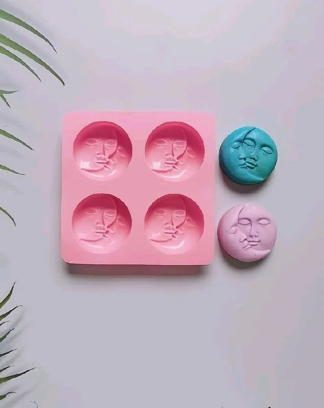 Silicone Mould Soap Moon Smiling Faces