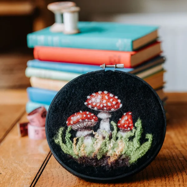 Toadstools in a Hoop Needle Felting Craft Kit