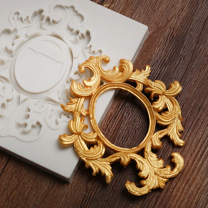 Vintage mirror frame silicone mould, 6.5x6cm