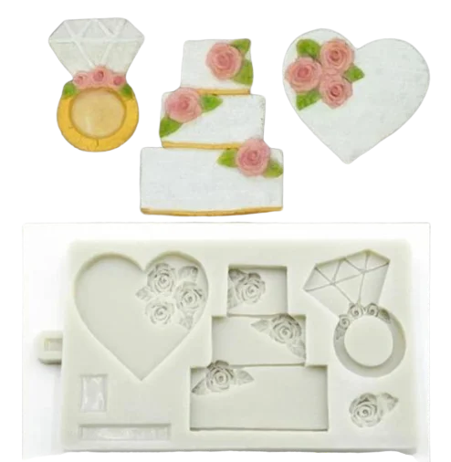 Wedding Cake, Ring, Heart silicone mould