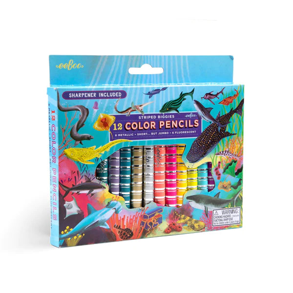 Shark Set of 12 Biggies Color Pencils | eeBoo